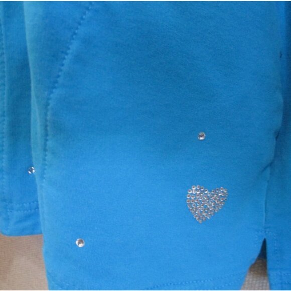 Quacker Factory DreamJeannes Zip Up Jacket w/ Rhinestone Spray Size Large w/Hood - Picture 2 of 7